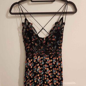 Free People Women's Adella Floral Print Sleeveless Slip Mini Dress
